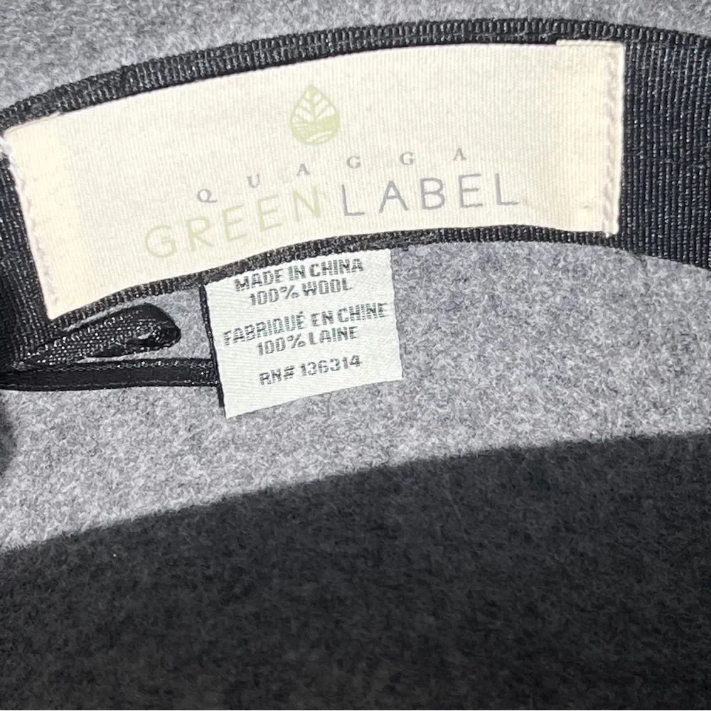 Quagga Green Label Gray Wool 100% Felt Fedora Hat with Brown Band